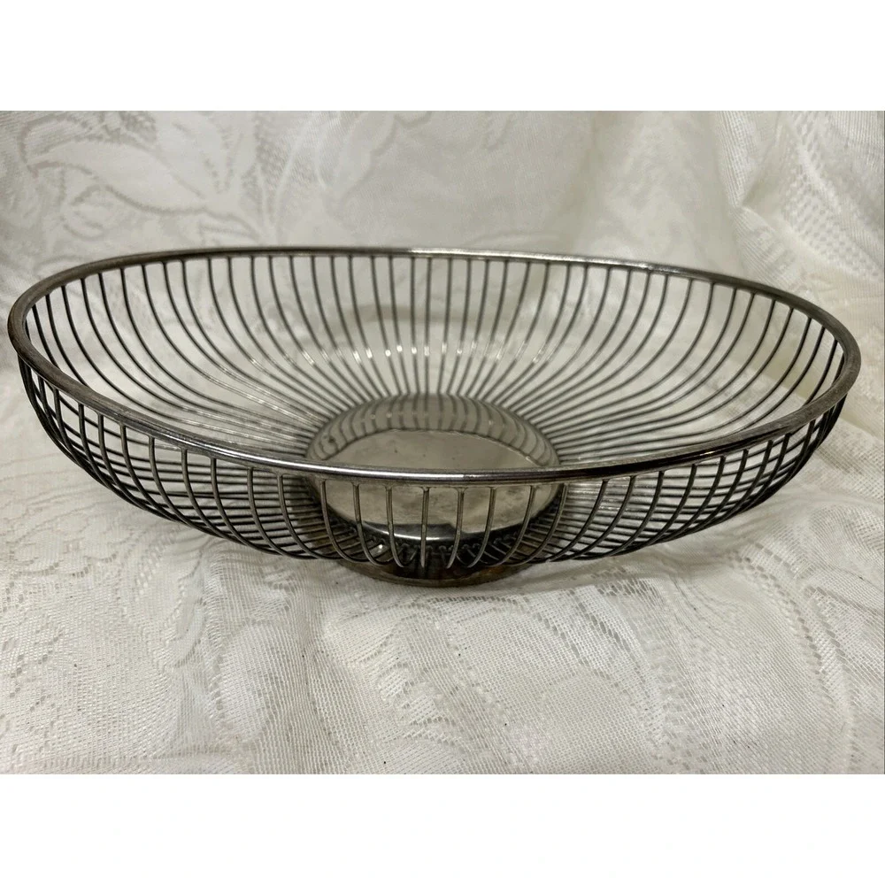 Vintage Oval SilverPlate Wire Bread Fruit‎ Basket Raimond Italy MCM